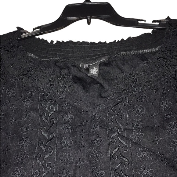 INC International Concepts Tops - INC International Concepts size XL black semi sheer lace top lined 3/4 sleeve